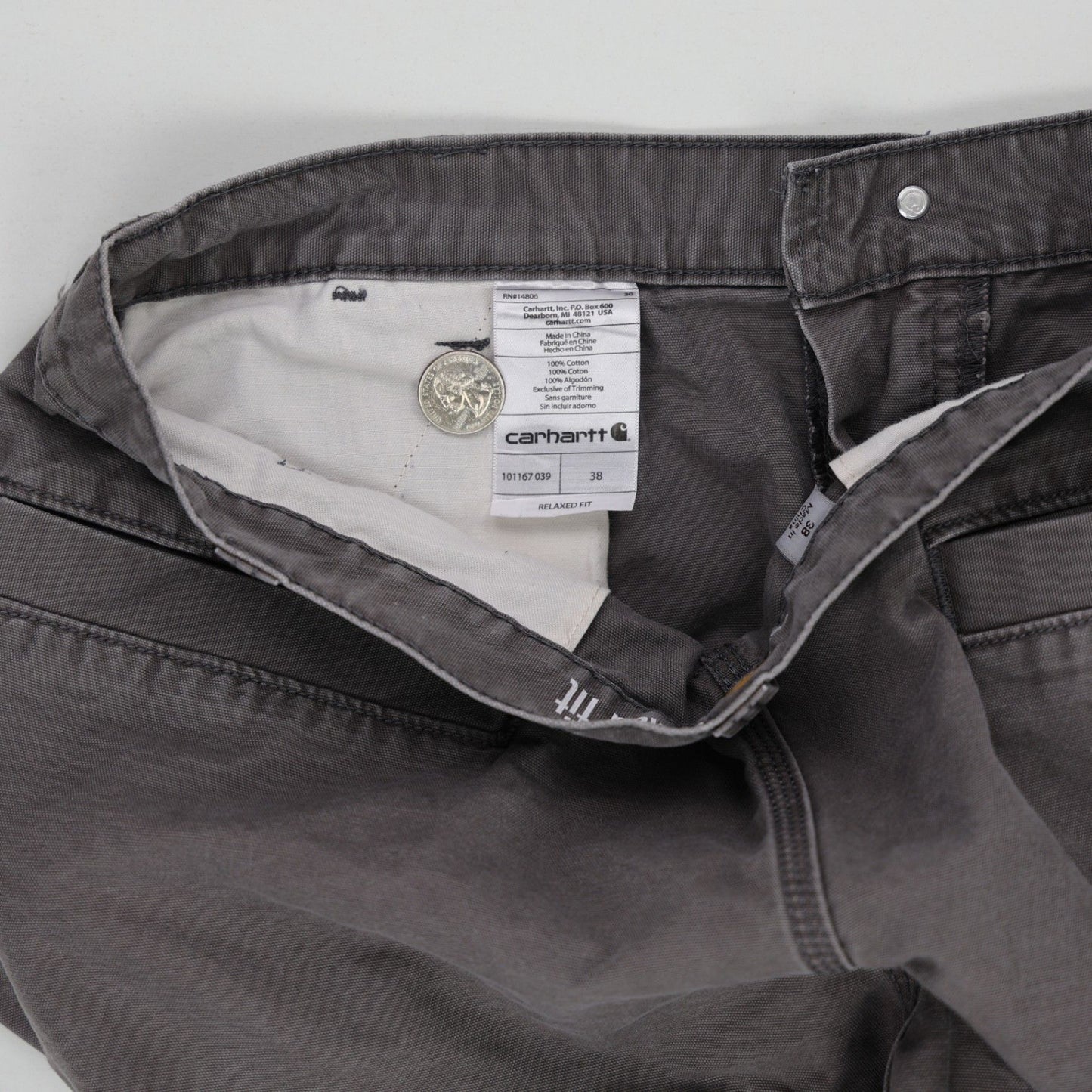 Carhartt Relaxed Fit Work Shorts Grey Size 38 100 Percent Cotton Vintage