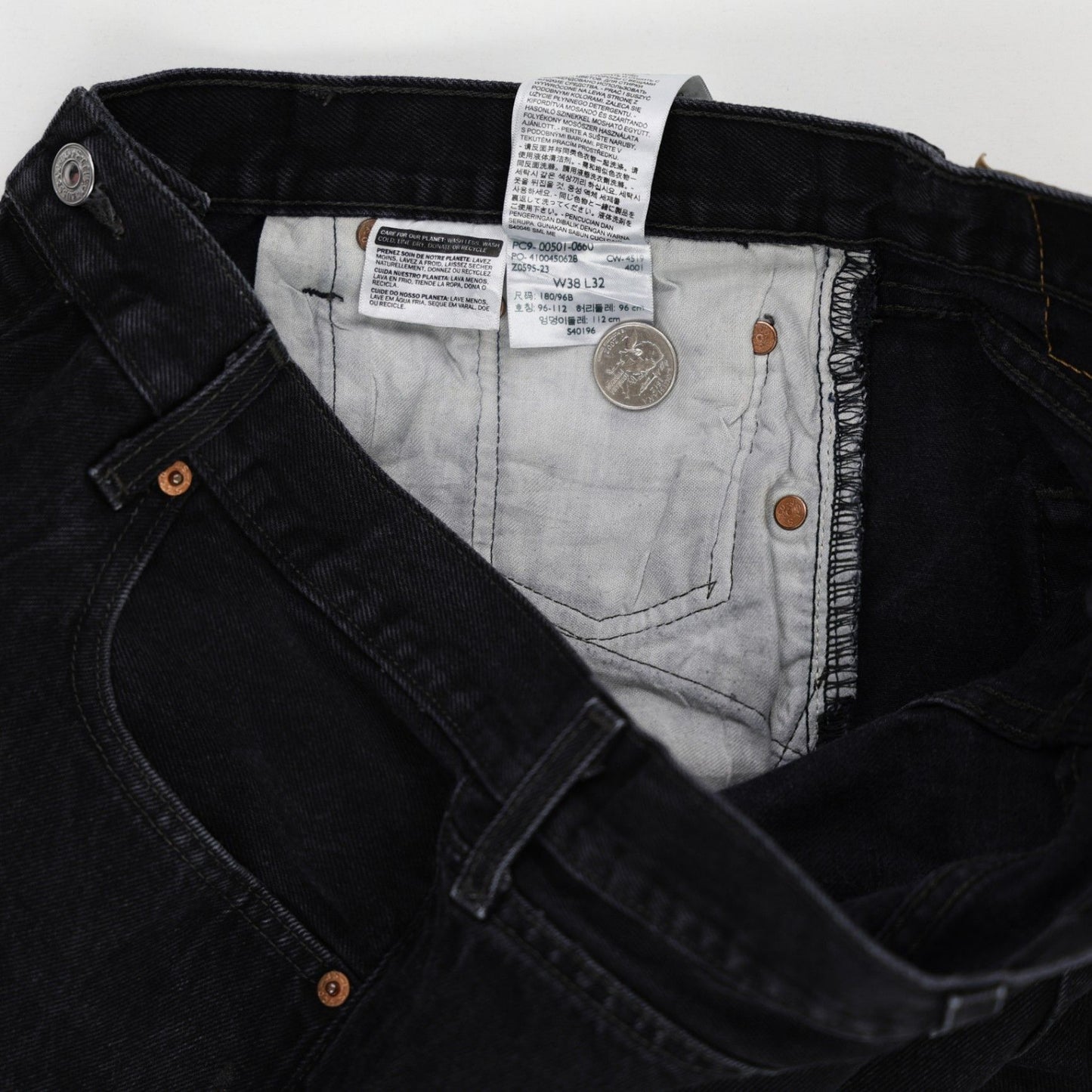 Levi's 501 Original Black Jeans W38 L32 Cotton Straight Leg Vintage