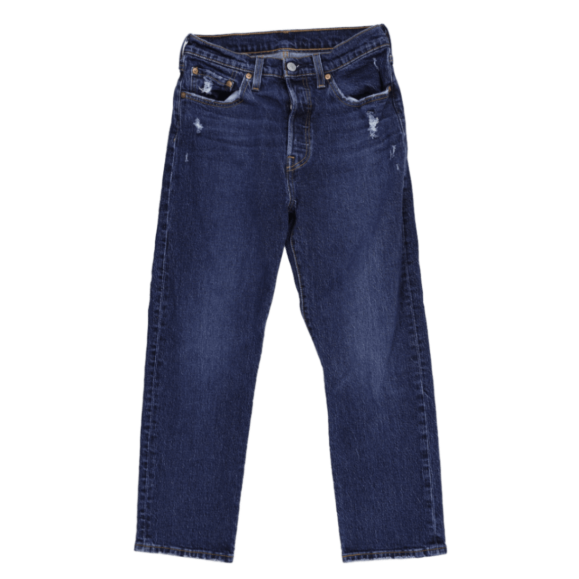 Levi's 501 Distressed Straight Leg Dark Blue Jeans Size 10 Cotton