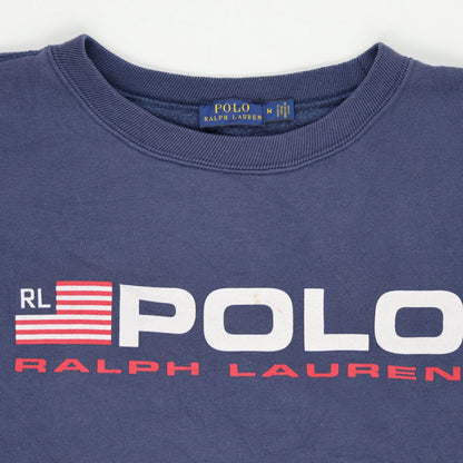 Ralph Lauren Polo Navy Logo Sweatshirt Men Crew Neck Medium Cotton