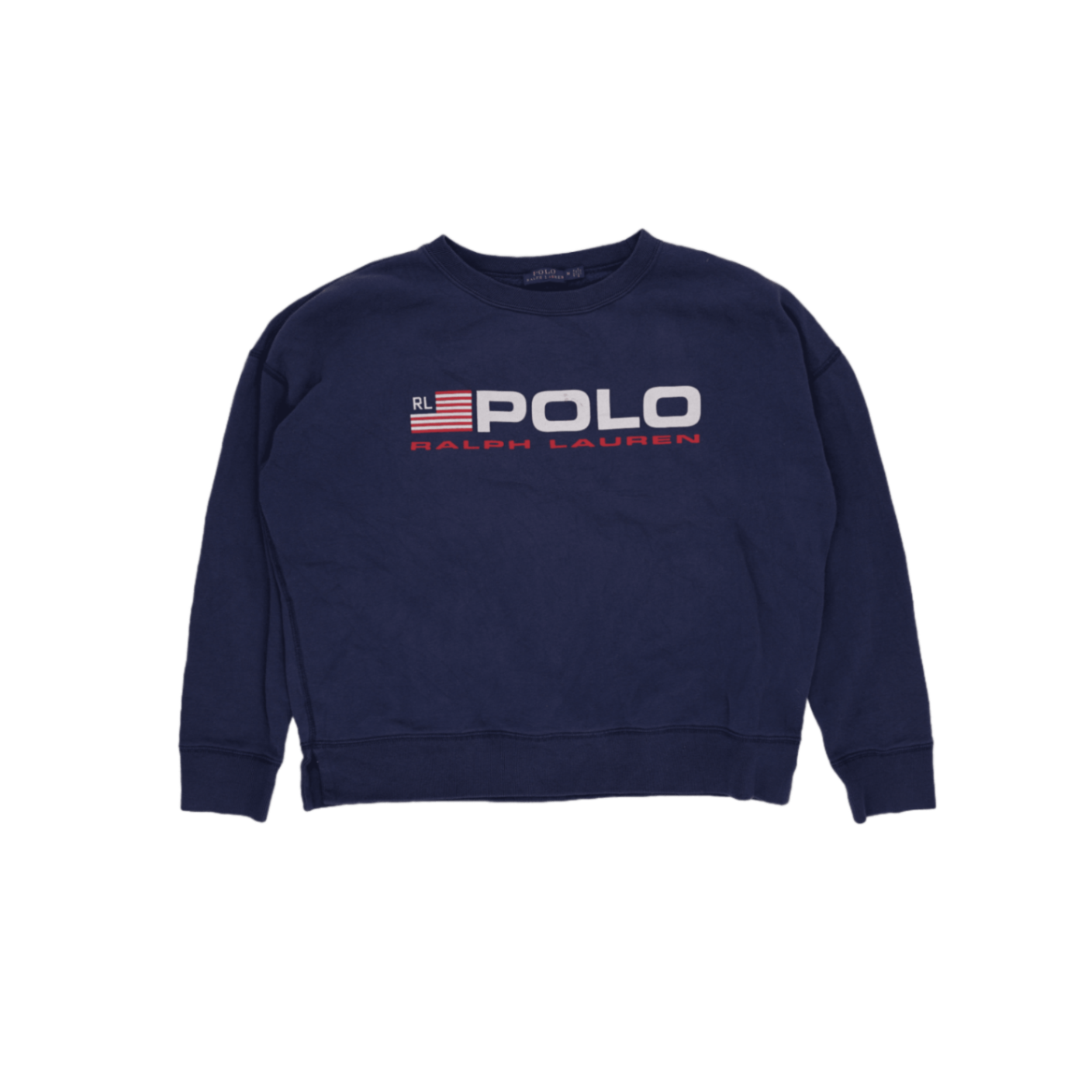 Ralph Lauren Polo Navy Logo Sweatshirt Men Crew Neck Medium Cotton