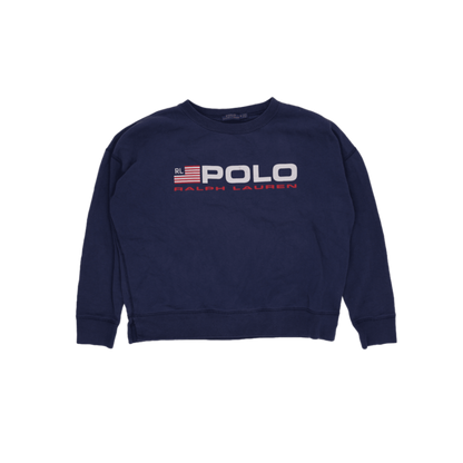Ralph Lauren Polo Navy Logo Sweatshirt Men Crew Neck Medium Cotton
