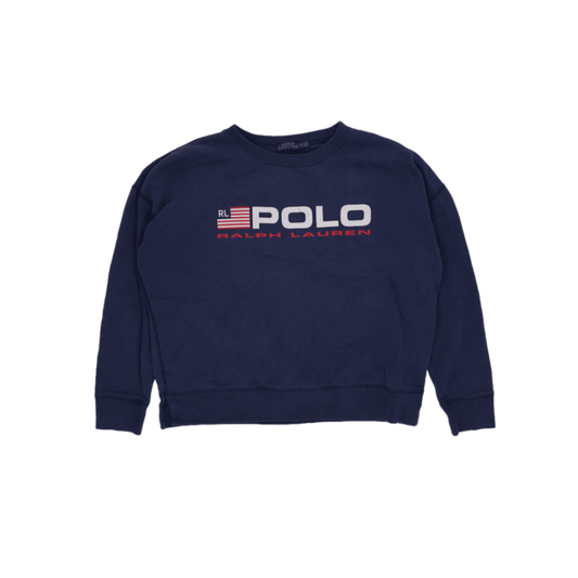 Ralph Lauren Polo Navy Logo Sweatshirt Men Crew Neck Medium Cotton