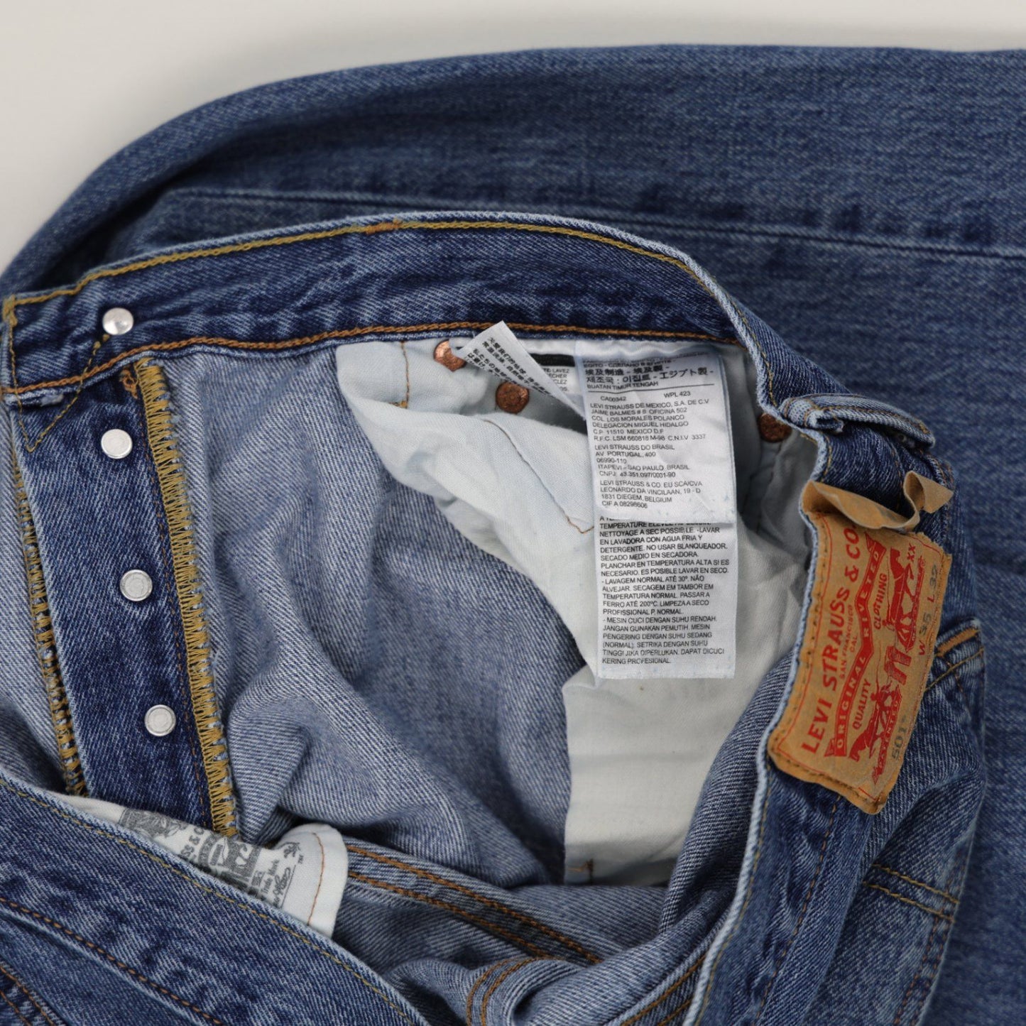 Levi's 501 Blue Denim Jeans W35 L32 Straight Fit Vintage Cotton