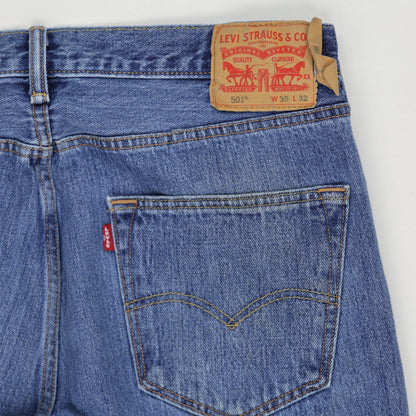 Levi's 501 Blue Denim Jeans W35 L32 Straight Fit Vintage Cotton