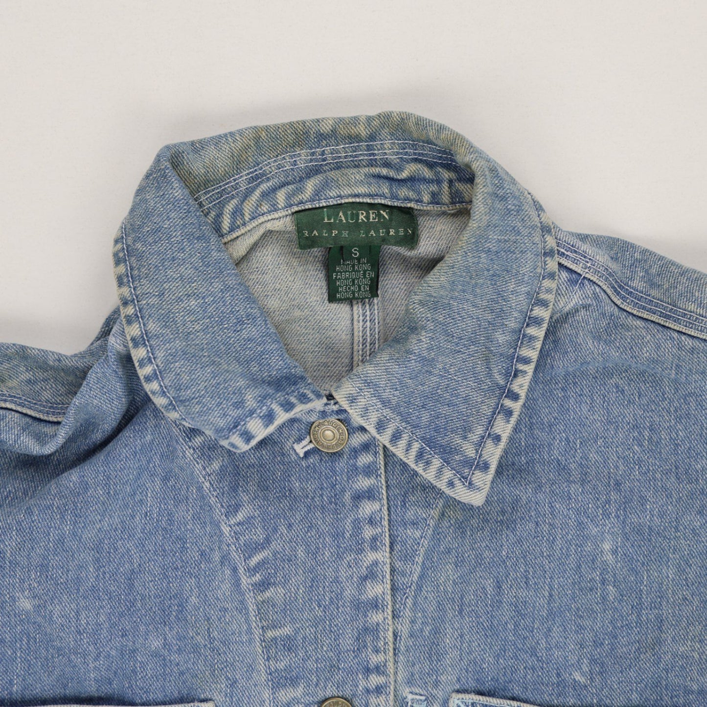 Lauren Ralph Lauren Vintage Denim Utility Jacket Light Blue Small 100% Cotton