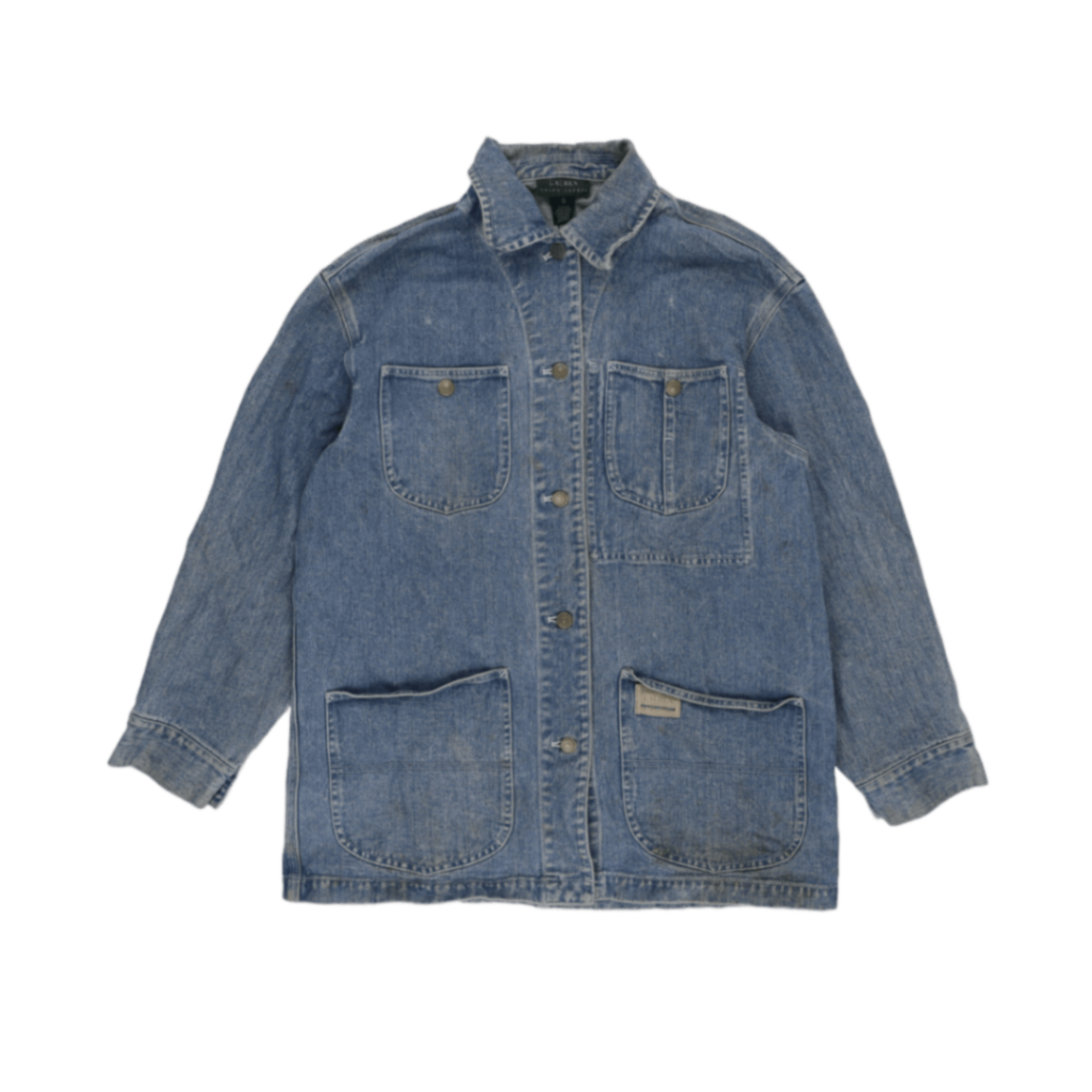 Lauren Ralph Lauren Vintage Denim Utility Jacket Light Blue Small 100% Cotton