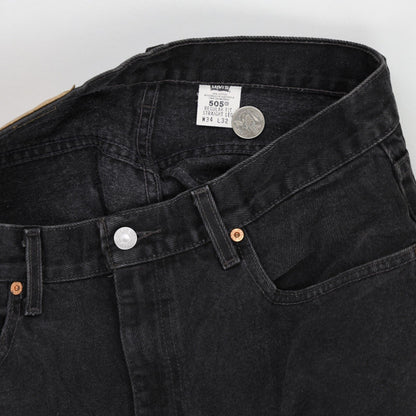 Levi's 505 Regular Fit Straight Leg Jeans Washed Black W34 L32 100 Percent Cotton Vintage