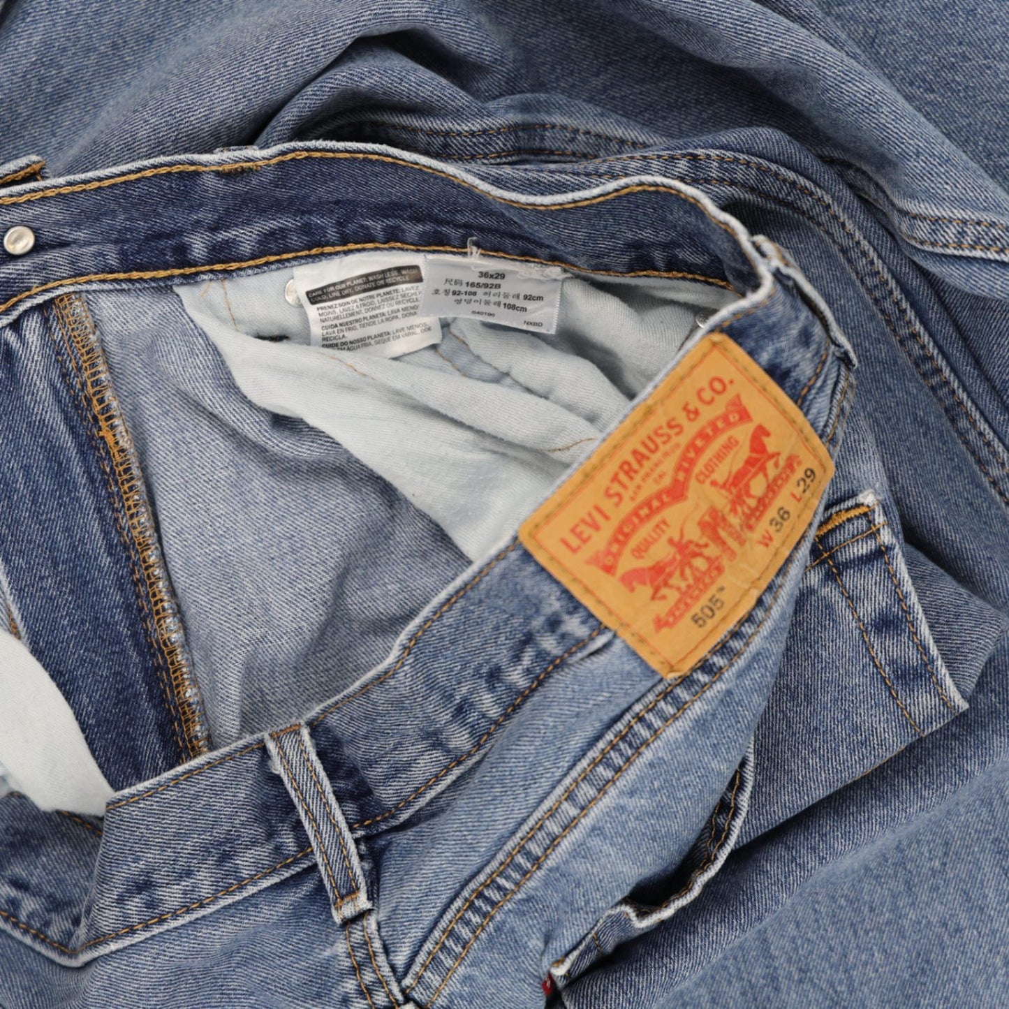 Levi's 505 Regular Fit Blue Denim Jeans W36 L29 Cotton Vintage