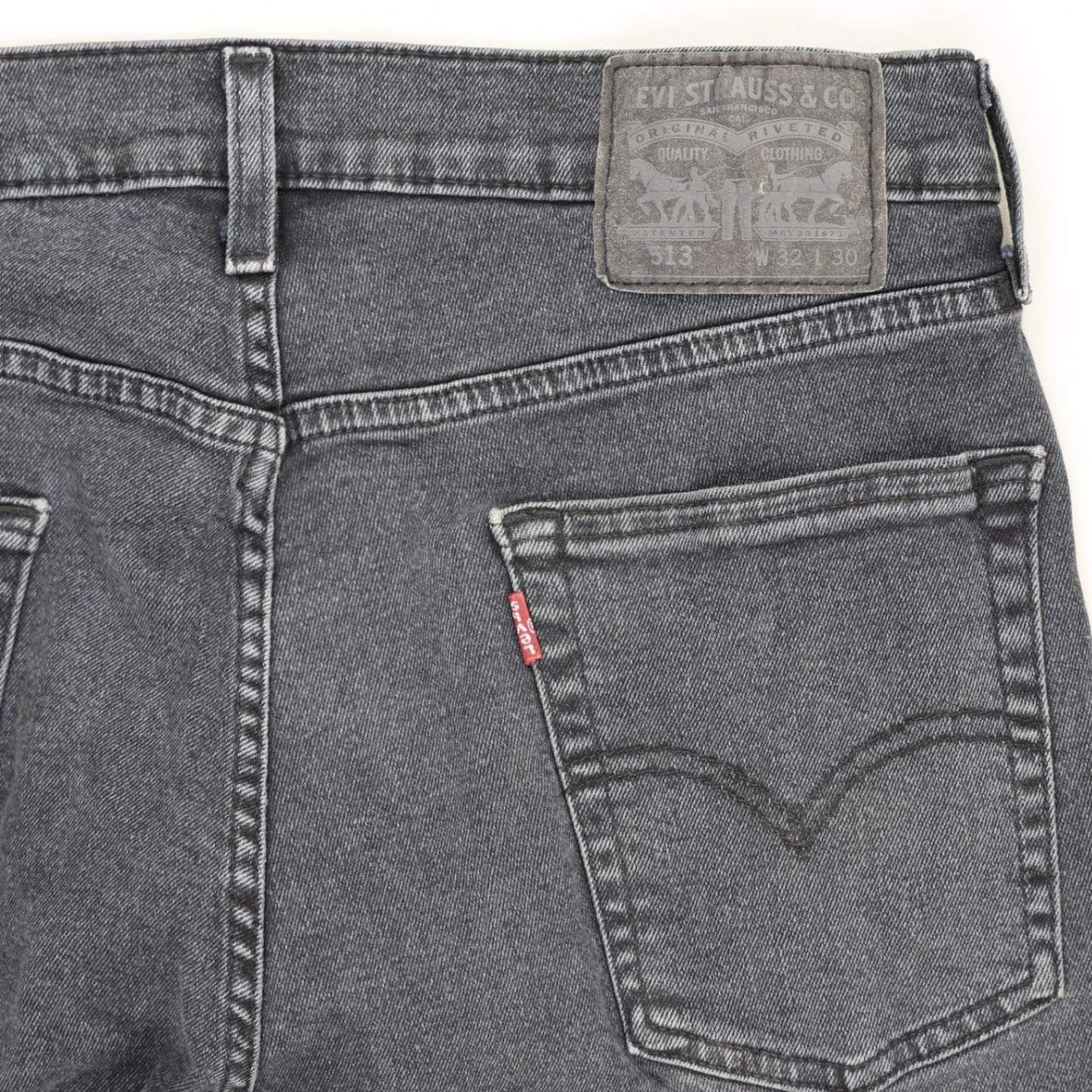 Levi's 513 Slim Straight Jeans Charcoal Black W32 L30 Cotton Blend