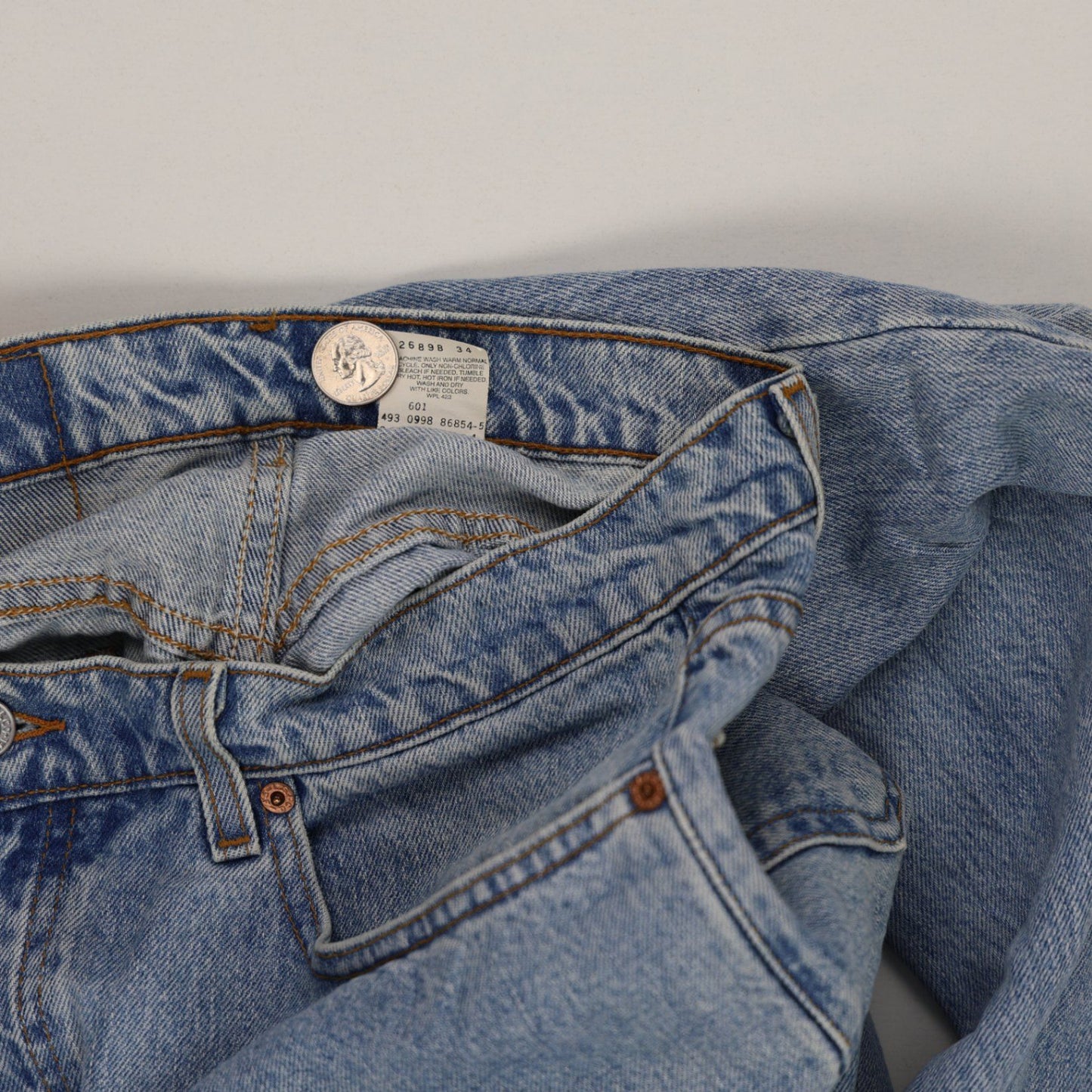 Levi's 505 Light Blue Vintage Straight Fit Jeans W34 L32 Cotton Denim