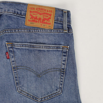 Levi's 505 Straight Leg Jeans Light Blue W32 L34 Cotton Denim