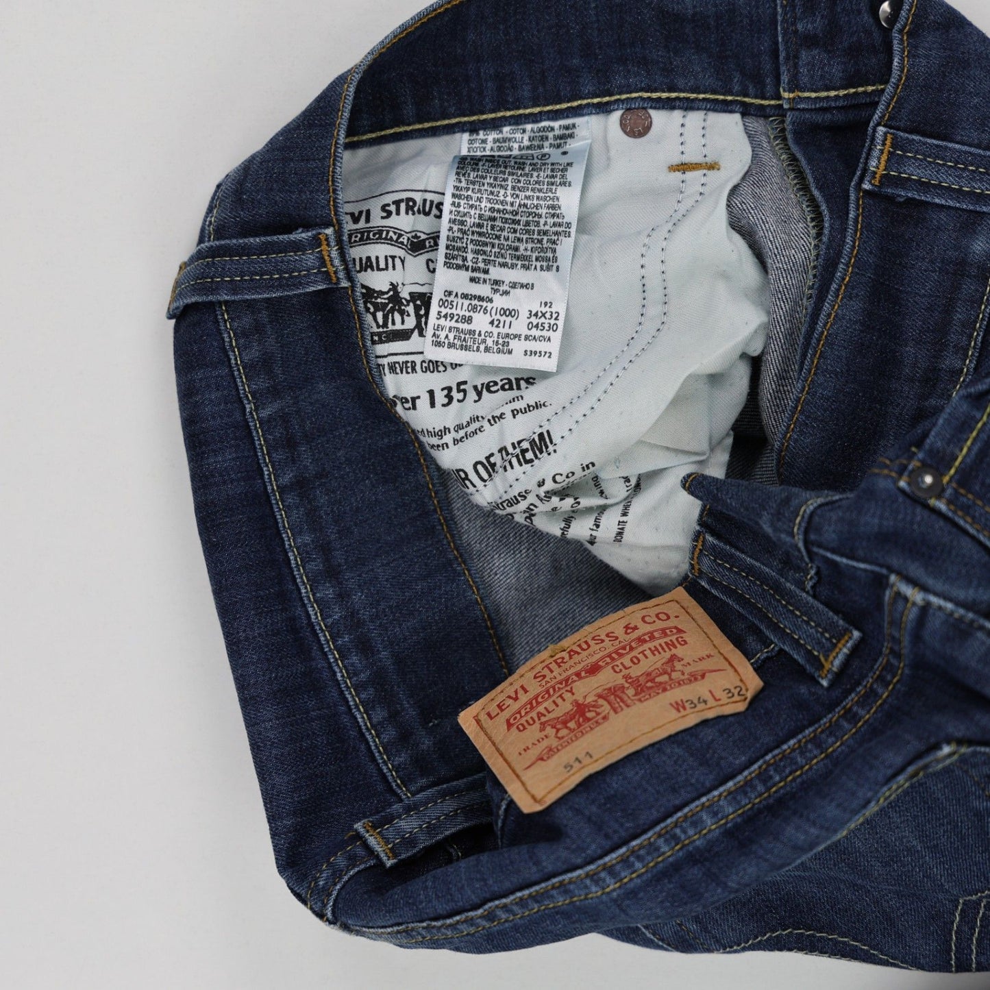Levi's 511 Slim Fit Jeans Blue W34 L32 Cotton Blend Men's