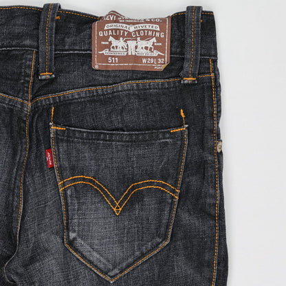 Levi's 511 Slim Fit Jeans Black 29W 32L Cotton Blend