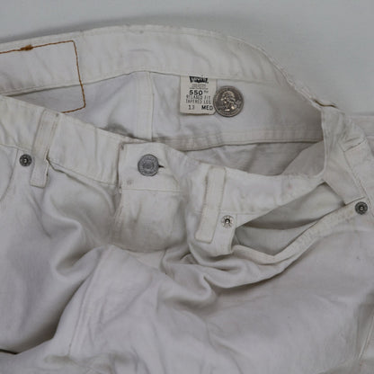 Levi's 550 Relaxed Fit Tapered Jeans White 33W 30L Cotton Vintage Men's Size 13 Medium