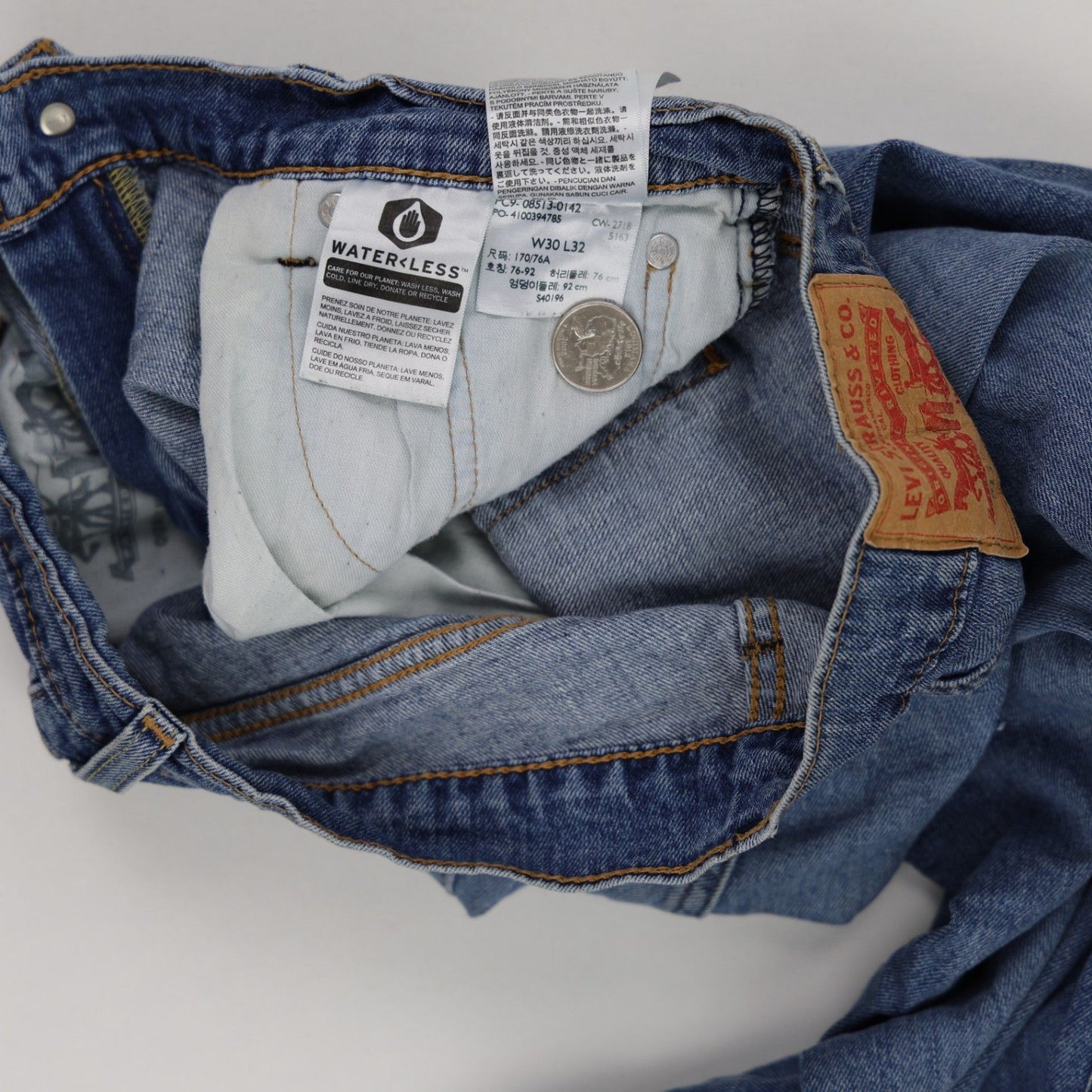 Levi's 513 Slim Straight Jeans Blue W30 L32 Denim Cotton Elastane