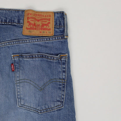 Levi's 513 Slim Straight Jeans Blue W30 L32 Denim Cotton Elastane