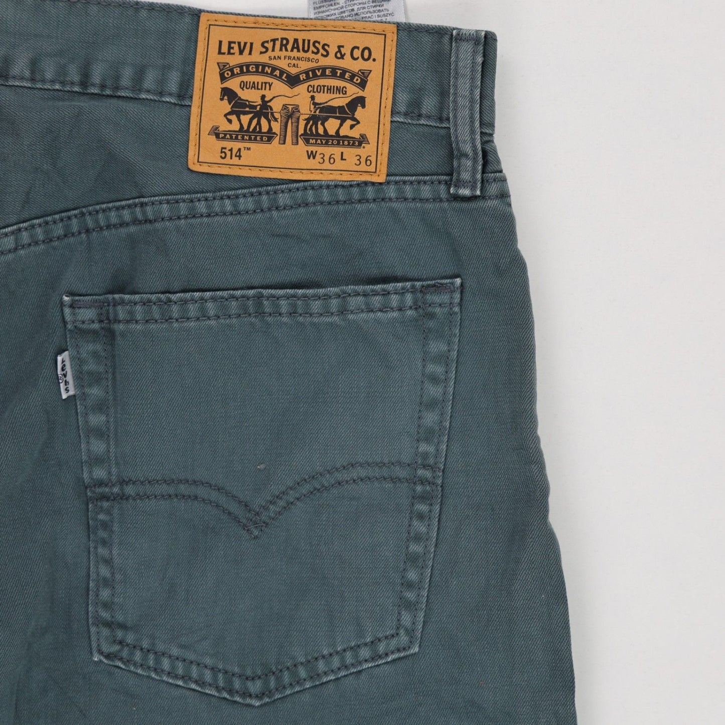 Levi's 514 Straight Fit Jeans Teal Blue W36 L36 Cotton
