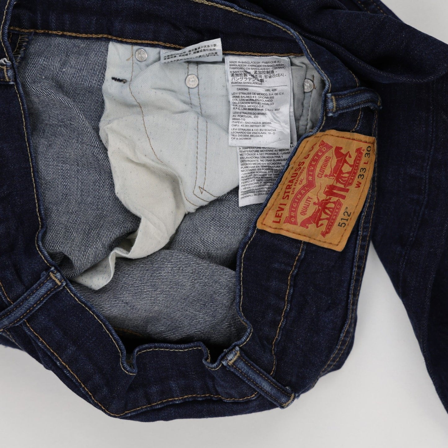 Levi's 512 Slim Tapered Fit Jeans Dark Blue W33 L30 Cotton