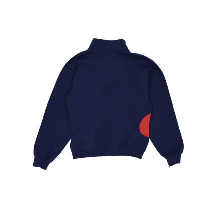 Nautica Vintage Navy Red Quarter Zip Sweatshirt Large Cotton Blend High Neck