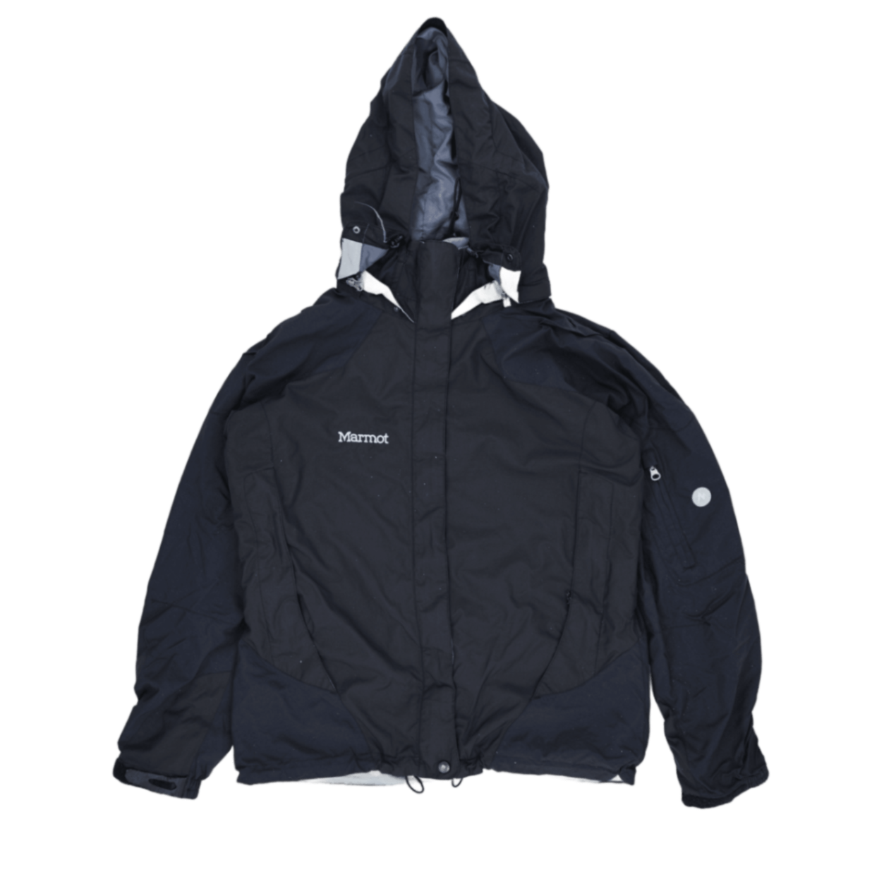 Marmot Black Hooded Outdoor Coat Women Size L Nylon Blend Very Good
