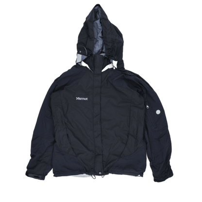 Marmot Black Hooded Outdoor Coat Women Size L Nylon Blend Very Good