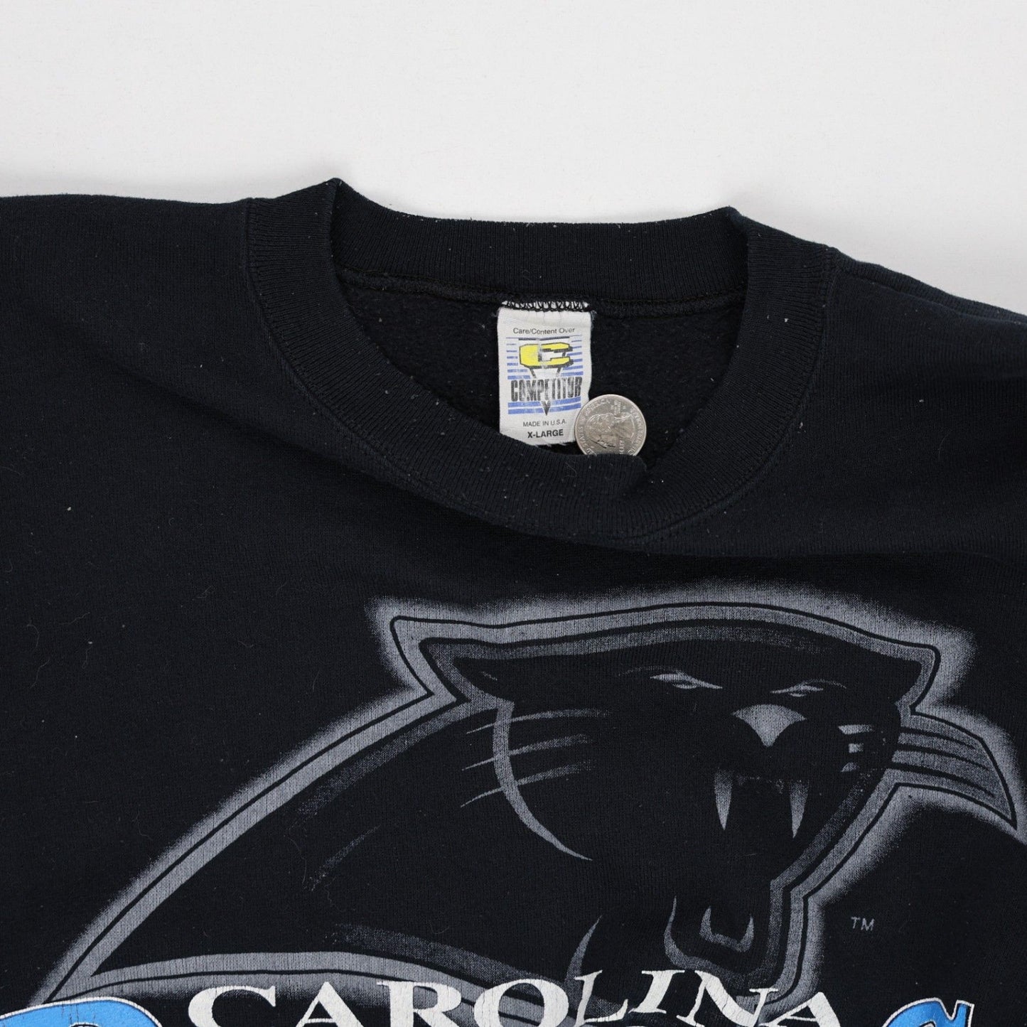 Competitor Vintage 1994 Carolina Panthers Crewneck Sweatshirt Black X-Large Cotton Blend