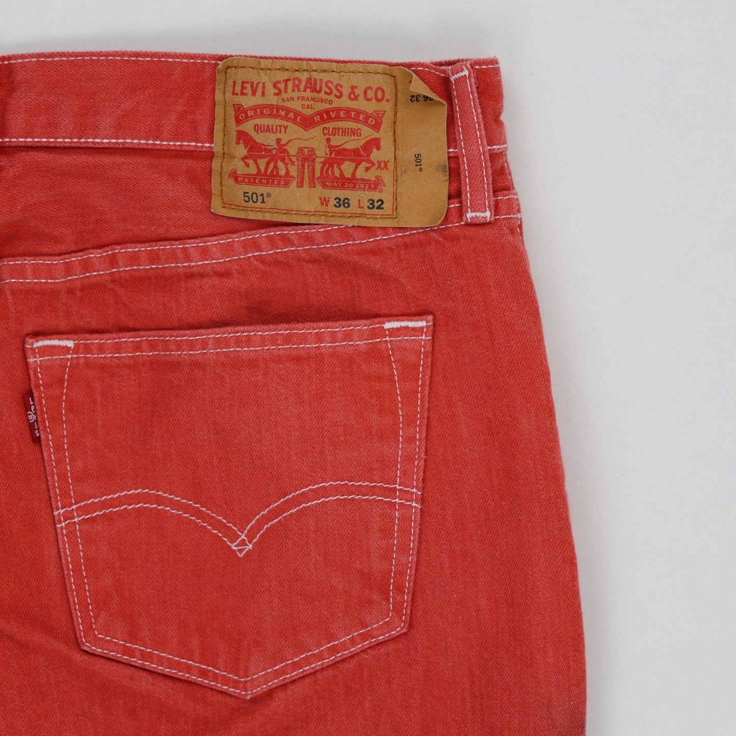 Levi's 501 Vintage Orange Straight Leg Jeans W36 L32 Cotton