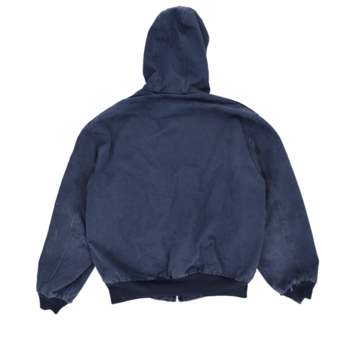 Carhartt Insulated Hooded Workwear Jacket Navy Blue Large 100 Percent Cotton Outer Nylon Lining Polyester Fill Vintage