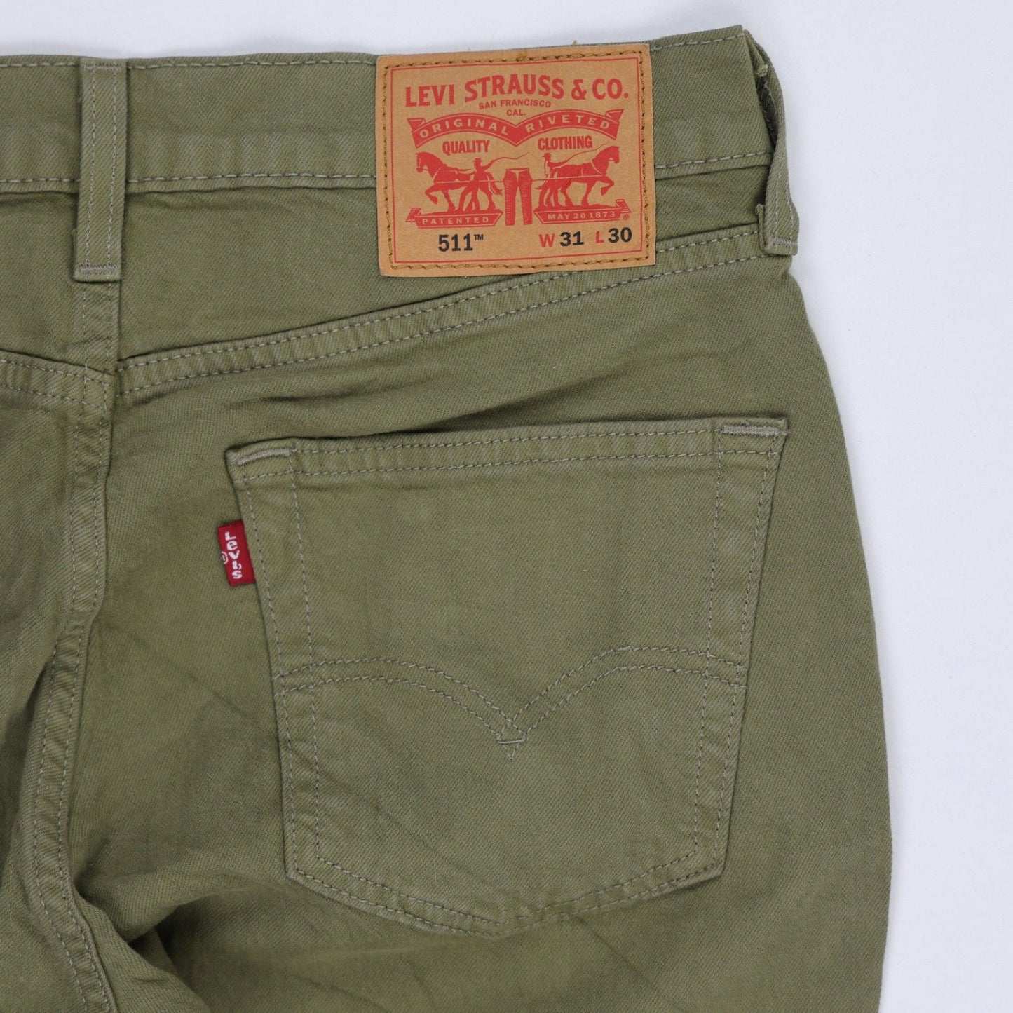 Levi's 511 Slim Fit Jeans Olive Green W31 L30 Cotton Men's Trousers