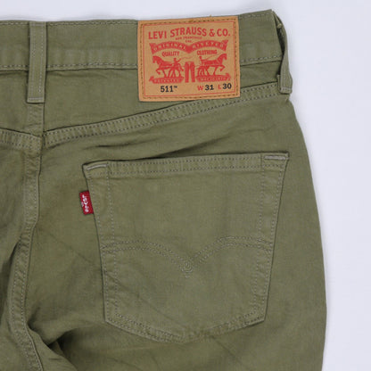 Levi's 511 Slim Fit Jeans Olive Green W31 L30 Cotton Men's Trousers