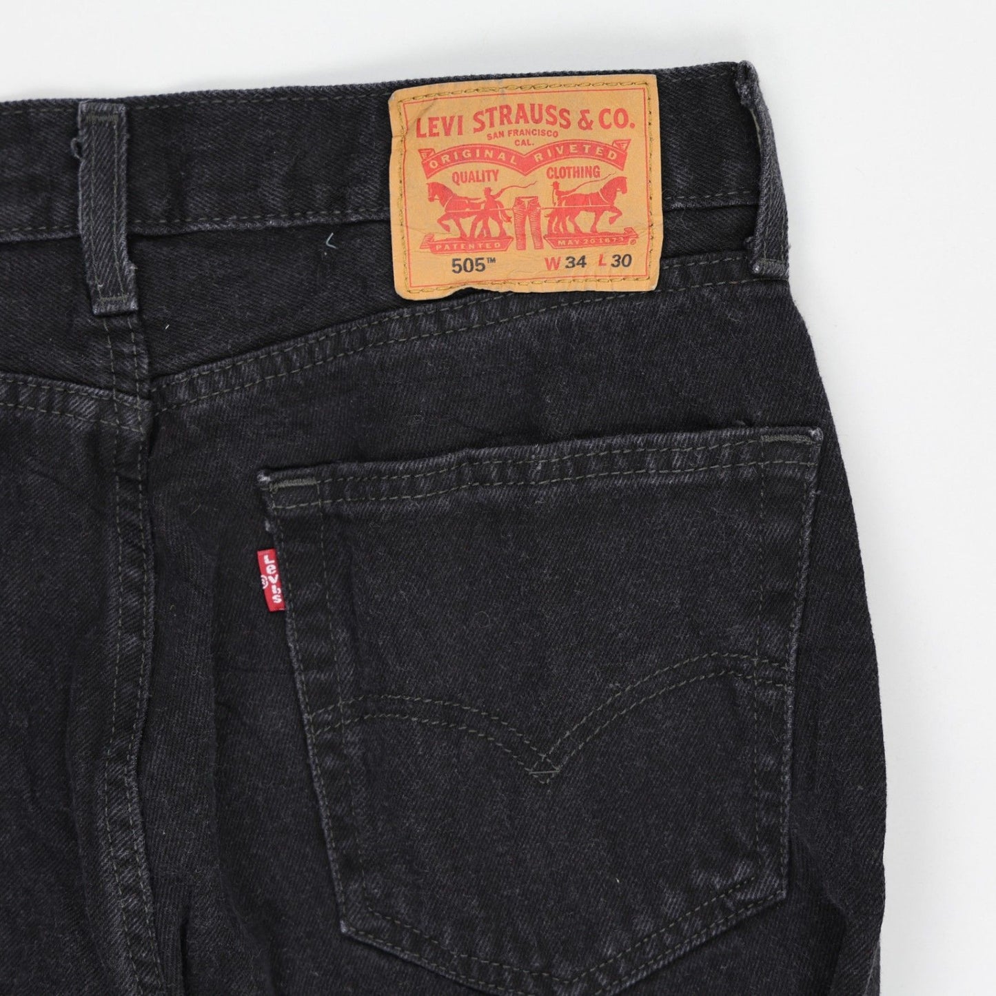 Levi's 505 Black Straight Fit Jeans W34 L30 Cotton Denim Vintage