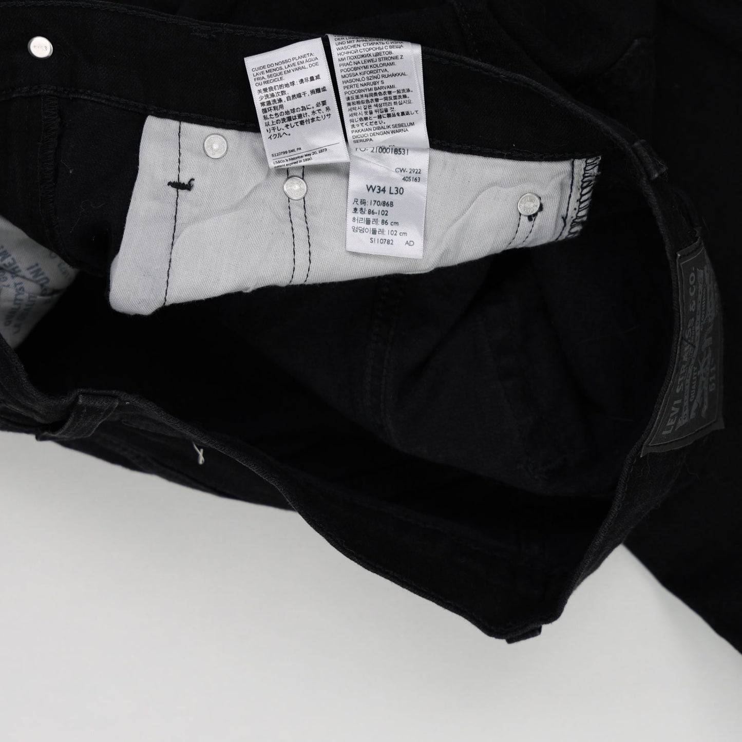 Levi's 511 Slim Fit Black Jeans W34 L30 Cotton Blend Mens Trousers