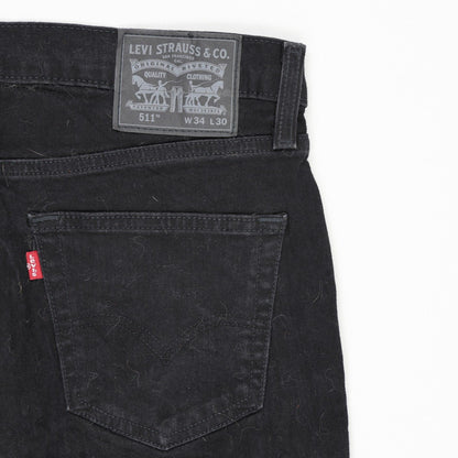 Levi's 511 Slim Fit Black Jeans W34 L30 Cotton Blend Mens Trousers
