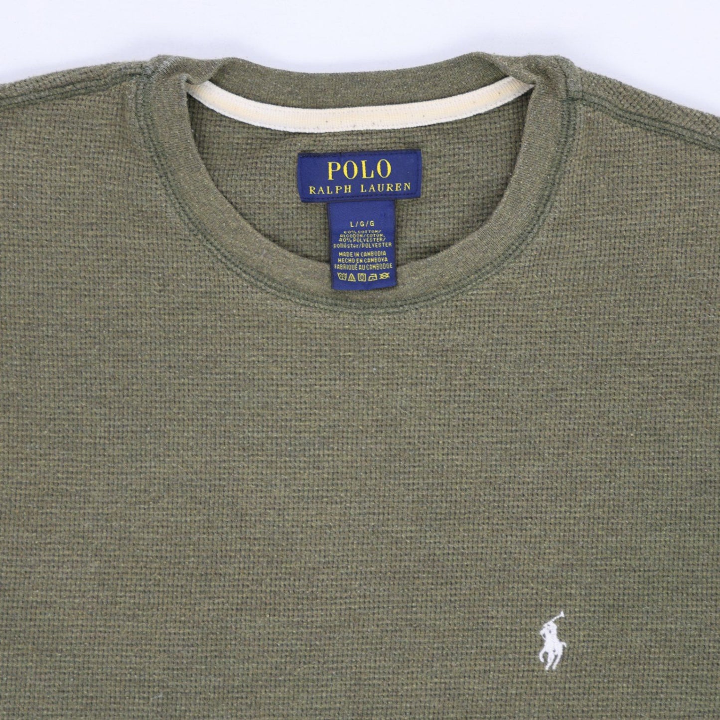Polo Ralph Lauren Olive Crew Neck Casual Sweatshirt Size L Cotton Polyester Blend
