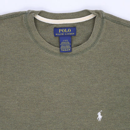 Polo Ralph Lauren Olive Crew Neck Casual Sweatshirt Size L Cotton Polyester Blend