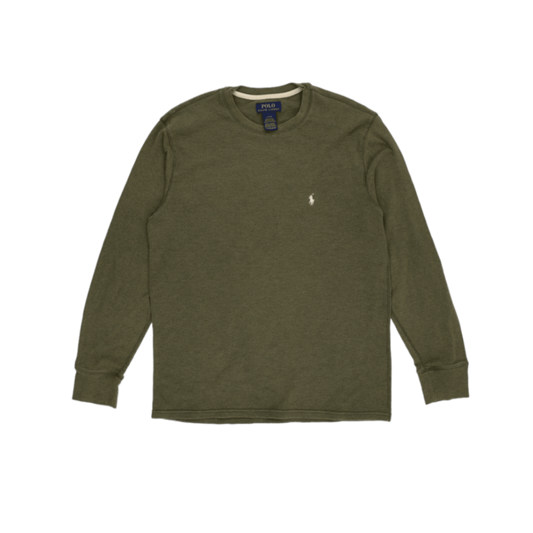 Polo Ralph Lauren Olive Crew Neck Casual Sweatshirt Size L Cotton Polyester Blend