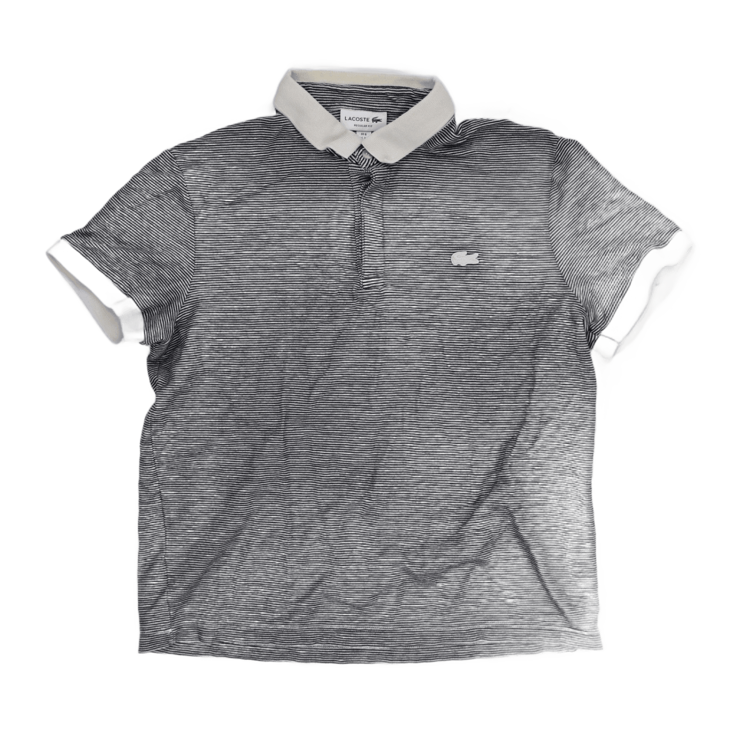 Lacoste Men's Polo Shirt Navy White Striped XL Cotton Short Sleeve