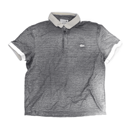 Lacoste Men's Polo Shirt Navy White Striped XL Cotton Short Sleeve