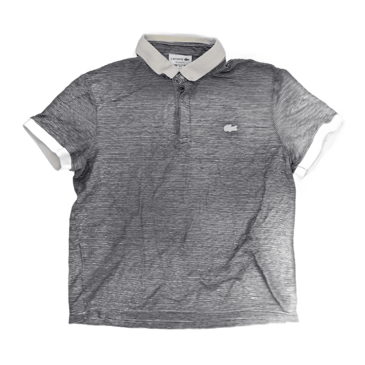 Lacoste Men's Polo Shirt Navy White Striped XL Cotton Short Sleeve
