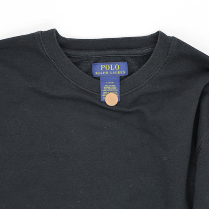 Polo Ralph Lauren Black Crew Neck Sweatshirt Size L 50 Cotton 50 Polyester