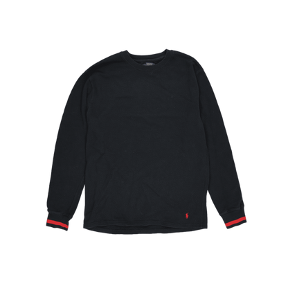 Polo Ralph Lauren Black Crew Neck Sweatshirt Size L 50 Cotton 50 Polyester