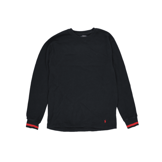 Polo Ralph Lauren Black Crew Neck Sweatshirt Size L 50 Cotton 50 Polyester