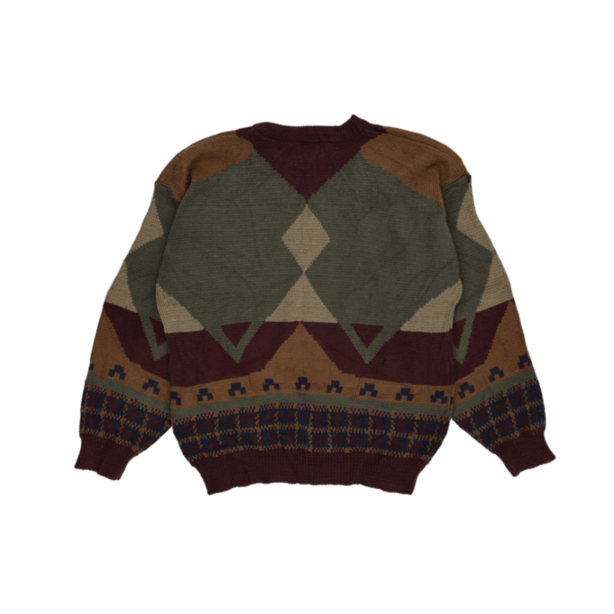 Woodland Vintage Knitted Golf Scene Jumper Green Multi Large Acrylic Wool Blend Crew Neck