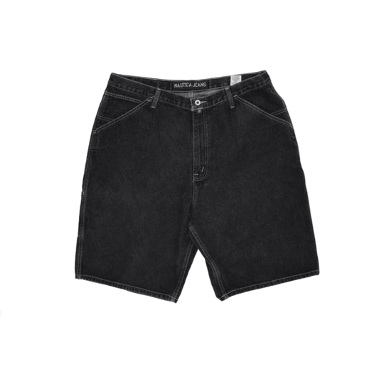 Nautica Jeans Company Vintage Black Denim Shorts Size 42 XL Cotton