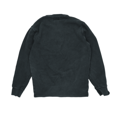 Polo Ralph Lauren Black Cotton Waffle Knit Sweatshirt Men's Medium Crew Neck Long Sleeve
