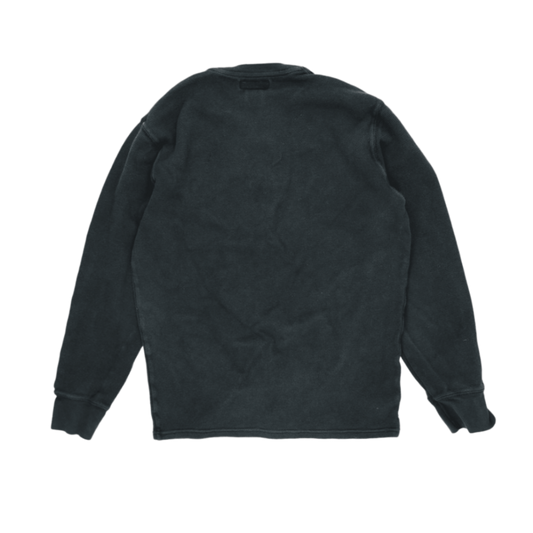 Polo Ralph Lauren Black Cotton Waffle Knit Sweatshirt Men's Medium Crew Neck Long Sleeve