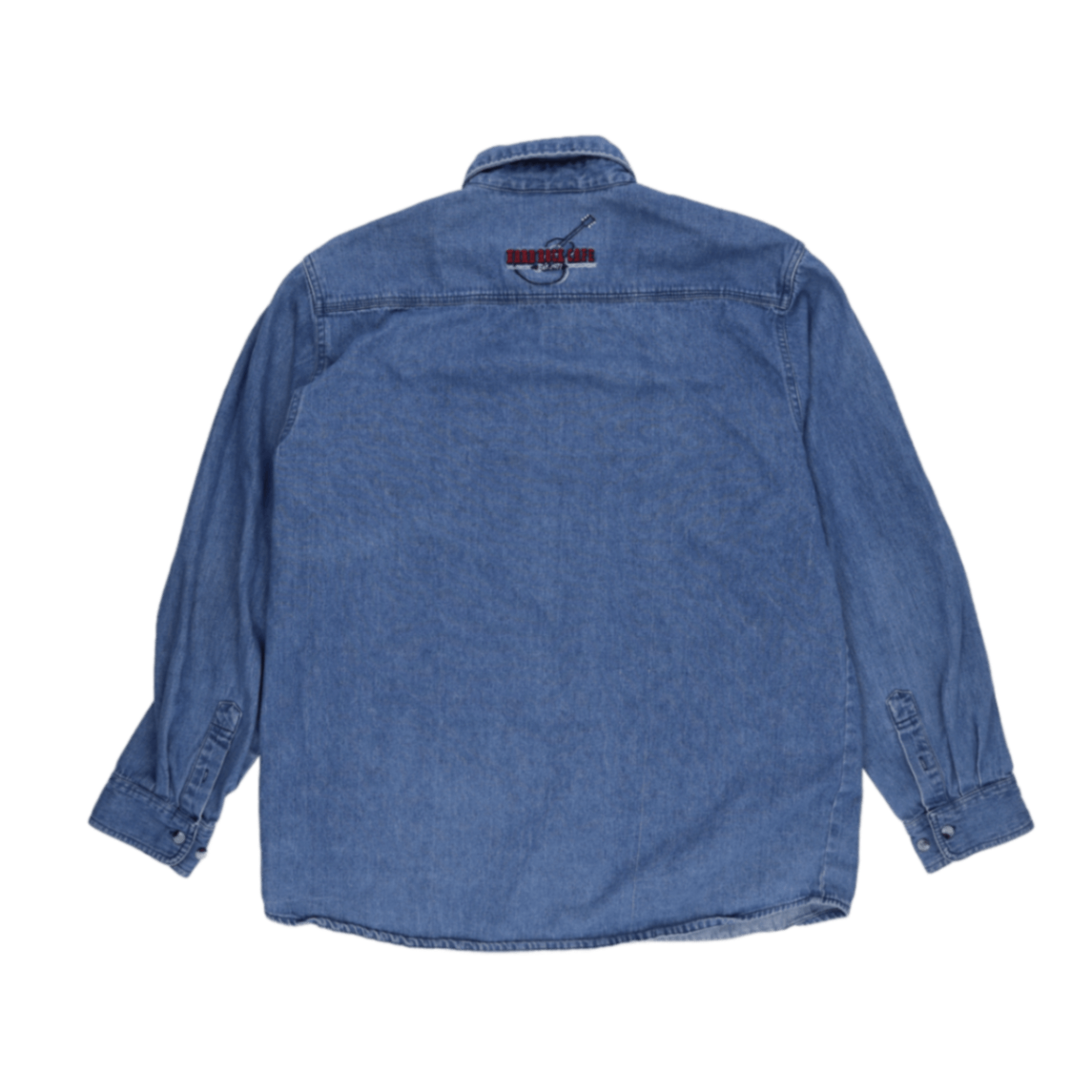 Hard Rock Cafe Vintage Blue Button Up Shirt Large Cotton Long Sleeve Collared