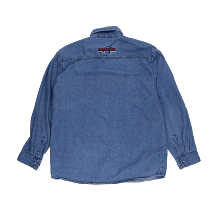 Hard Rock Cafe Vintage Blue Button Up Shirt Large Cotton Long Sleeve Collared