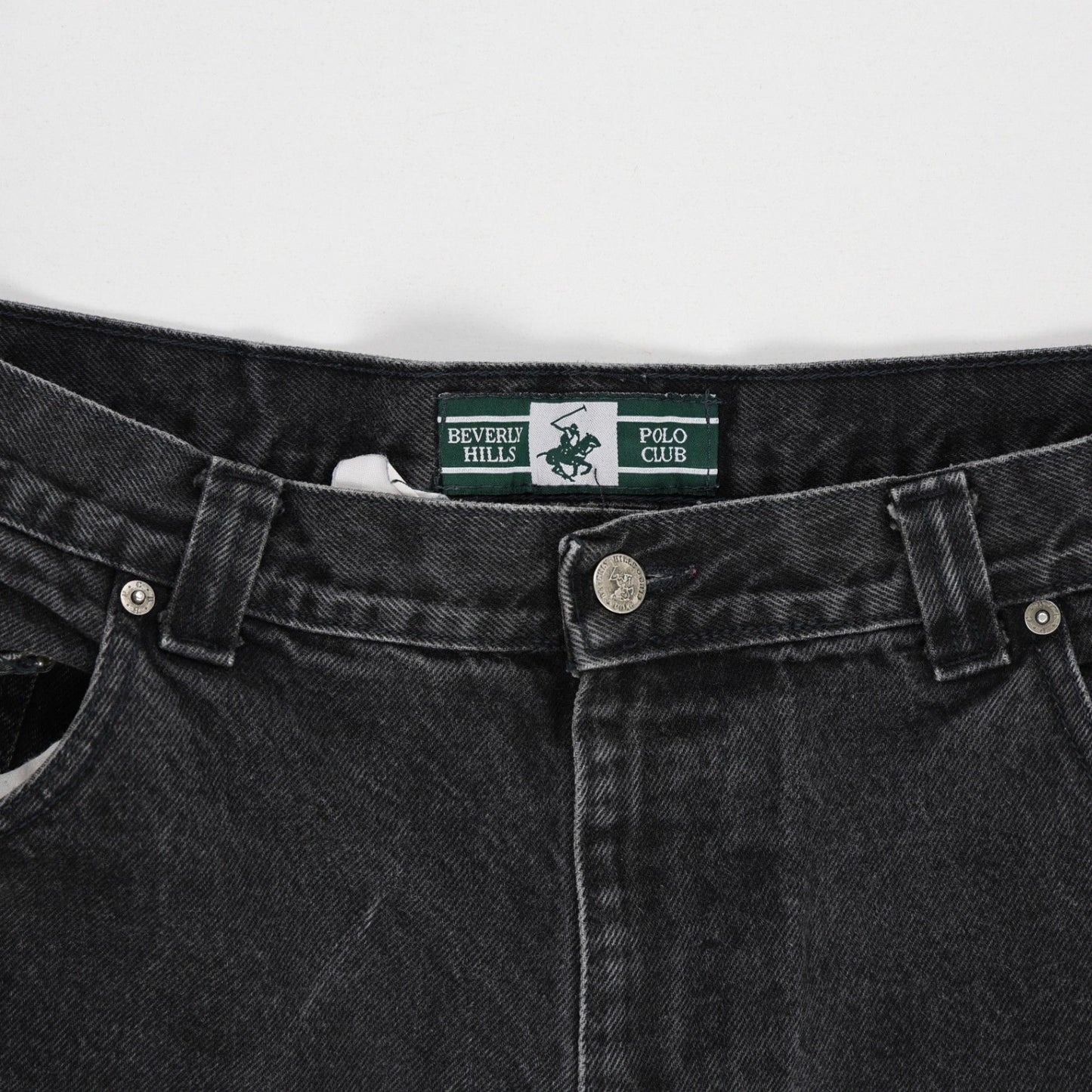 Beverly Hills Polo Club Black Denim Shorts 34 Inch Cotton Vintage